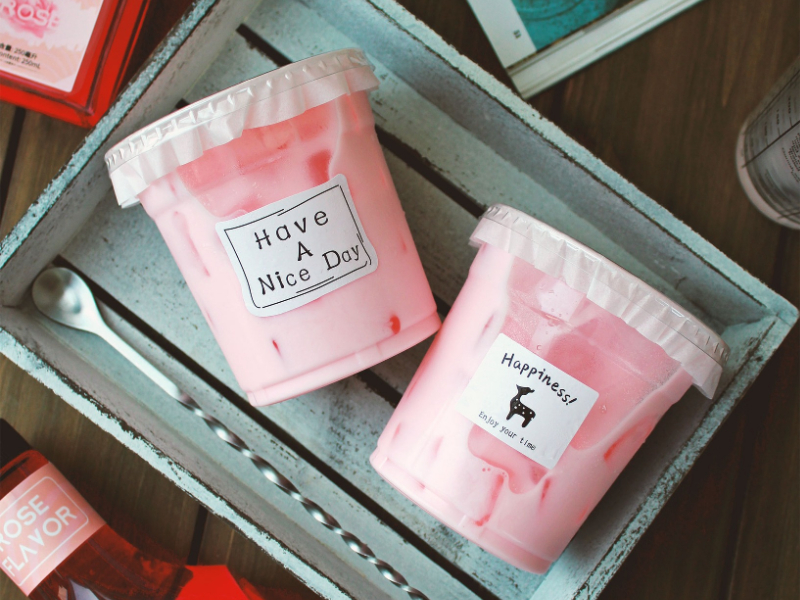 草莓珍珠玫瑰冻奶 Strawberry Bubble Rose Flavoured Milk